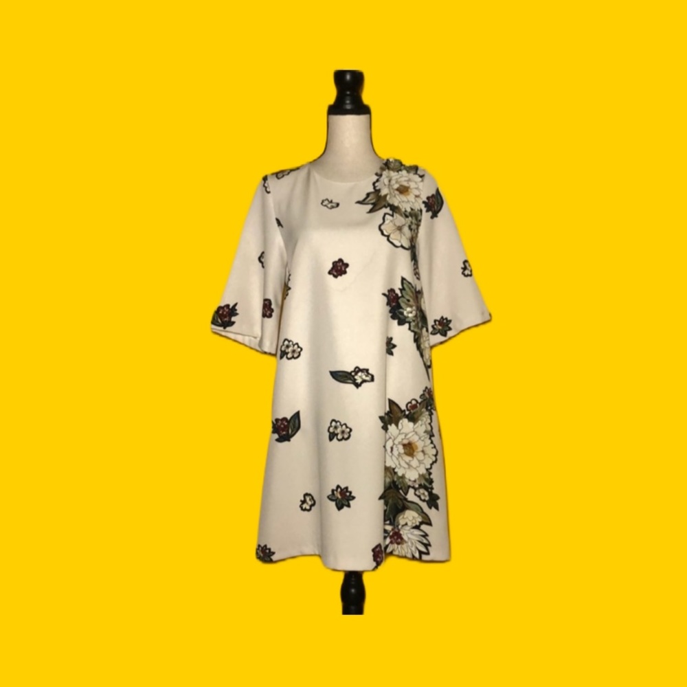 Zara Basic Collection Floral Print Mini Dress - image 1